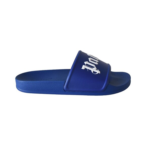 Palm Angels Logo-Print Sliders Blue